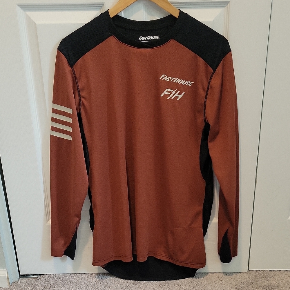 Women's Brown and Black Long Sleeve Top